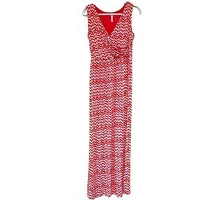 Gilli Women’s Large Orange & White Crossbody Chevron Maxi Dress